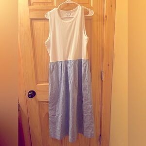 J. Crew Factory White and Blue Maxi Dress